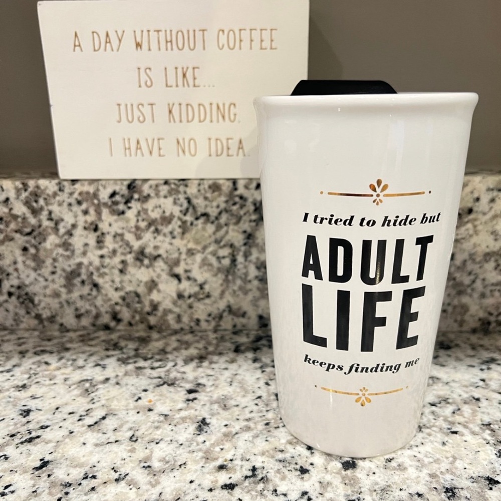 Hallmark White Ceramic Mug w Black and Gold Accents♥️ NEW With TAG